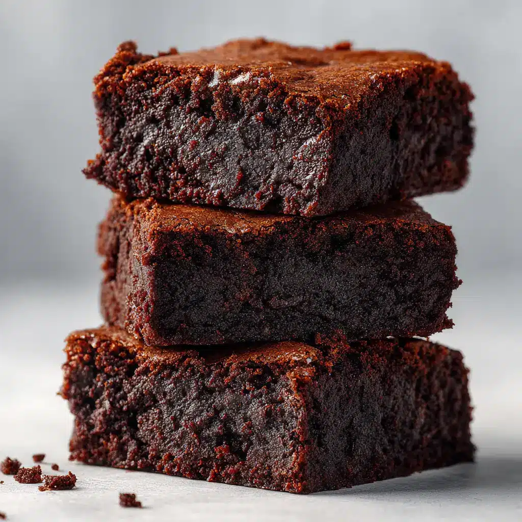 A close-up shot of a perfectly baked fudgy cocoa brownie, highlighting its moist, dense crumb and chewy texture.