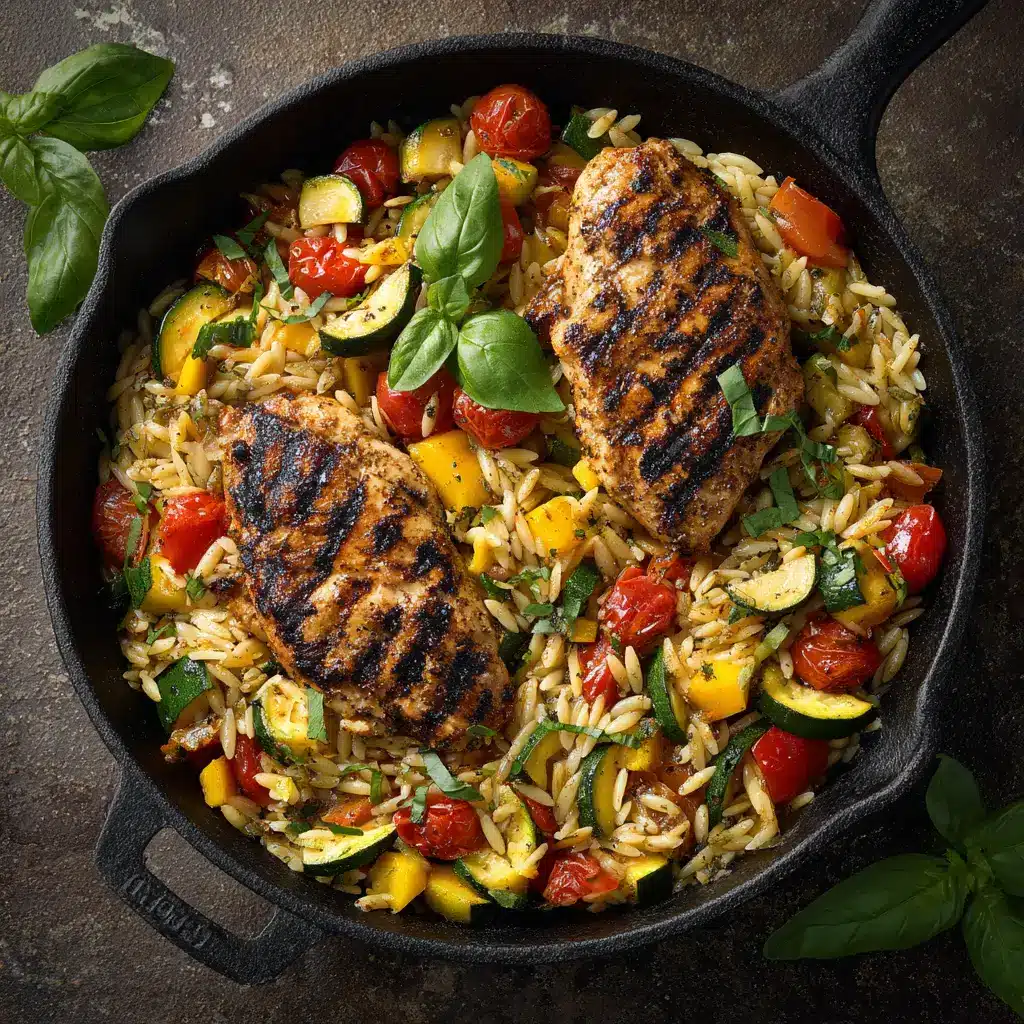 A close-up of the roasted balsamic chicken and vegetables fresh out of the oven, showing perfect caramelization.