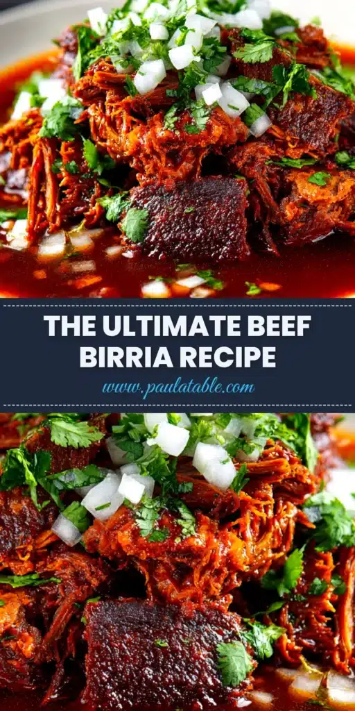 An overhead shot of a platter of delicious quesabirria tacos made with the authentic Beef Birria Recipe, with a bowl of rich red consommé for dipping.