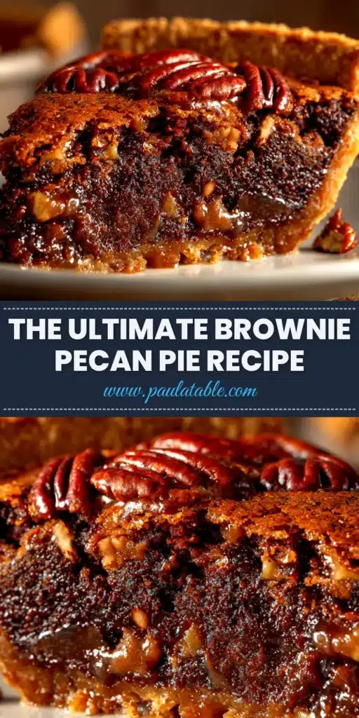 Brownie Pecan Pie: The Ultimate Fudgy Chocolate Recipe 3 An overhead shot of a whole fudgy Brownie Pecan Pie, showcasing its glossy, nut-covered top. This is the ultimate holiday dessert recipe.