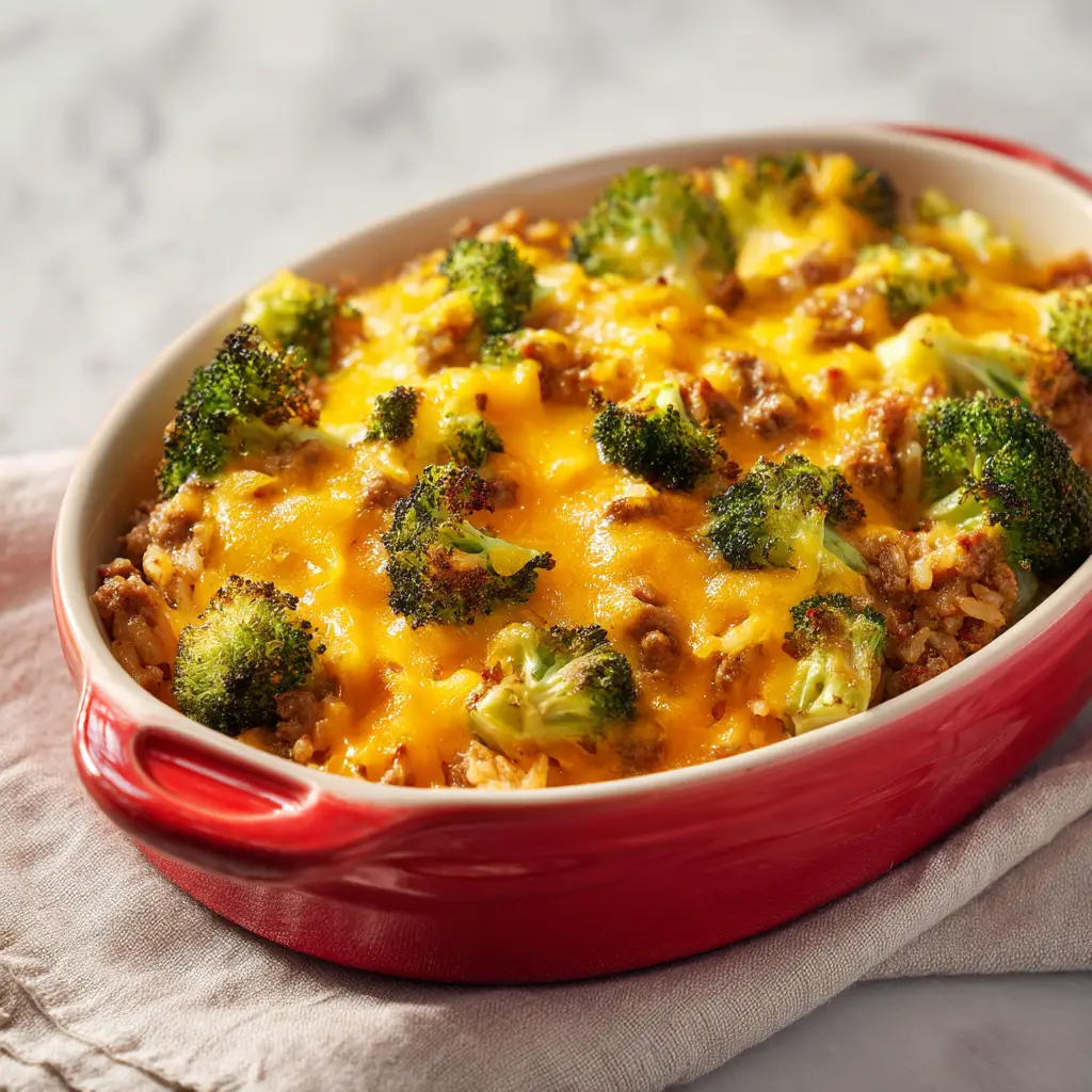 Ground Turkey Rice Casserole (Cheesy & Easy!) 2 A close-up spoonful of the cheesy ground turkey and rice bake, showing the creamy texture and melted cheese.