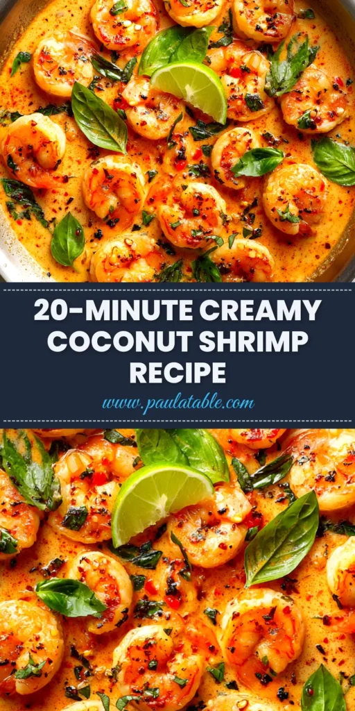 Creamy Coconut Shrimp (Ready in 20 Minutes!) 3 A stunning overhead shot of Creamy Coconut Shrimp in a white bowl, ready in 20 minutes. This easy dinner recipe is perfect for a quick and flavorful weeknight meal.