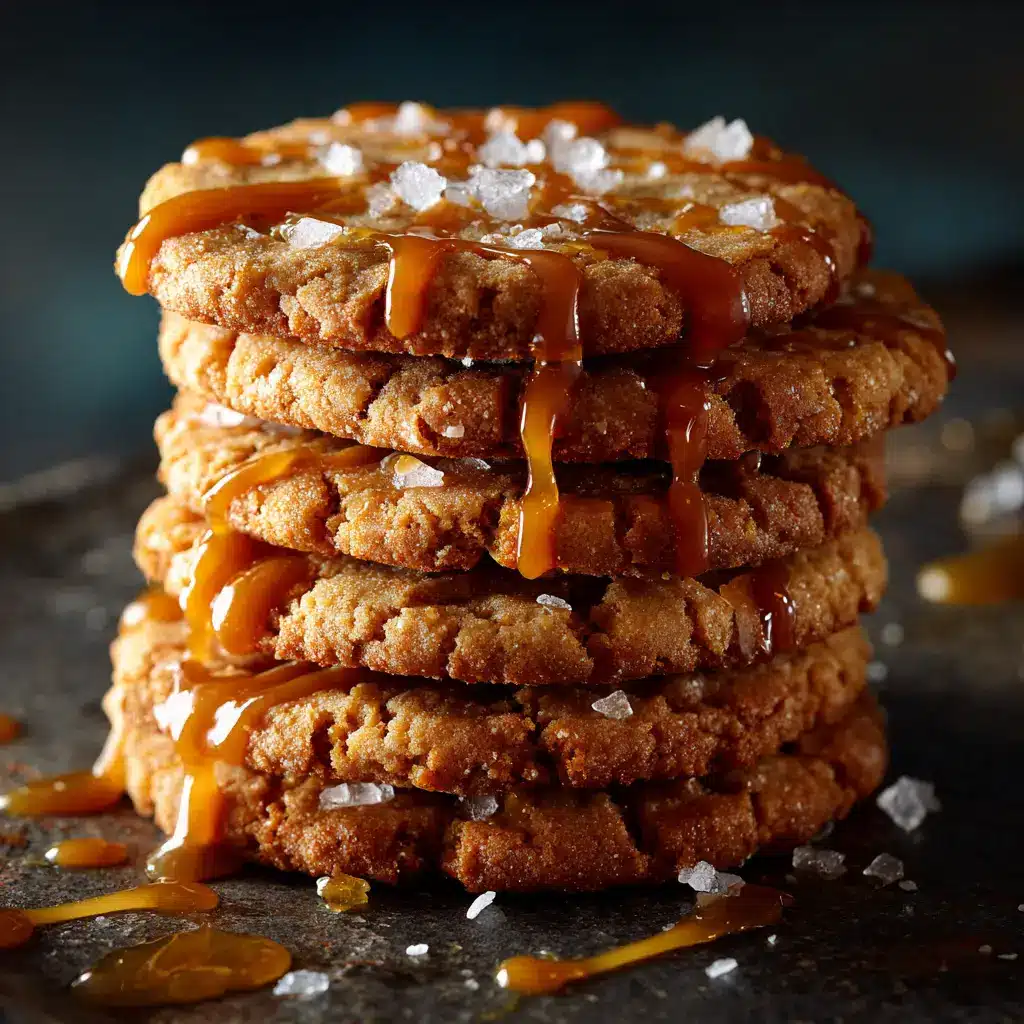 Crispy Salted Caramel Cookies: The Ultimate Guide 1 A close-up shot of a single crispy salted caramel cookie on a cooling rack, highlighting the texture and the flecks of caramel and sea salt.