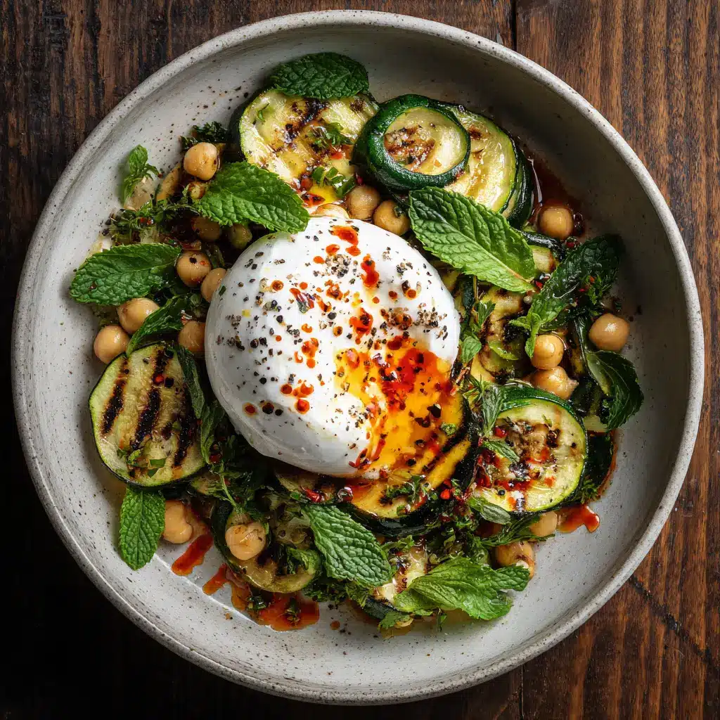 Grilled Zucchini Chickpea Salad (The Perfect Summer Side) 2 A close-up shot of the healthy summer salad, showing the texture of the charred zucchini and chickpeas.