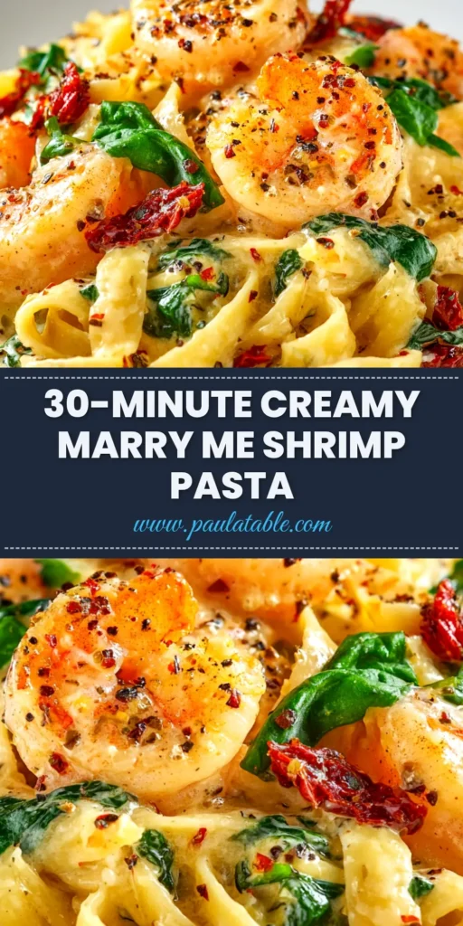 Marry Me Shrimp Pasta: The Irresistible Recipe You'll Adore 4 A stunning overhead shot of Marry Me Shrimp Pasta in a white bowl. The creamy sun-dried tomato sauce coats fettuccine and plump shrimp, garnished with fresh basil.