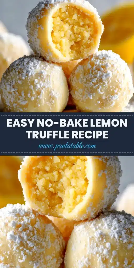 No-Bake Lemon Truffles: The Easiest, Zestiest Treat 3 A plate of delicious no-bake lemon truffles coated in powdered sugar, with a fresh lemon in the background. The perfect easy lemon dessert recipe.