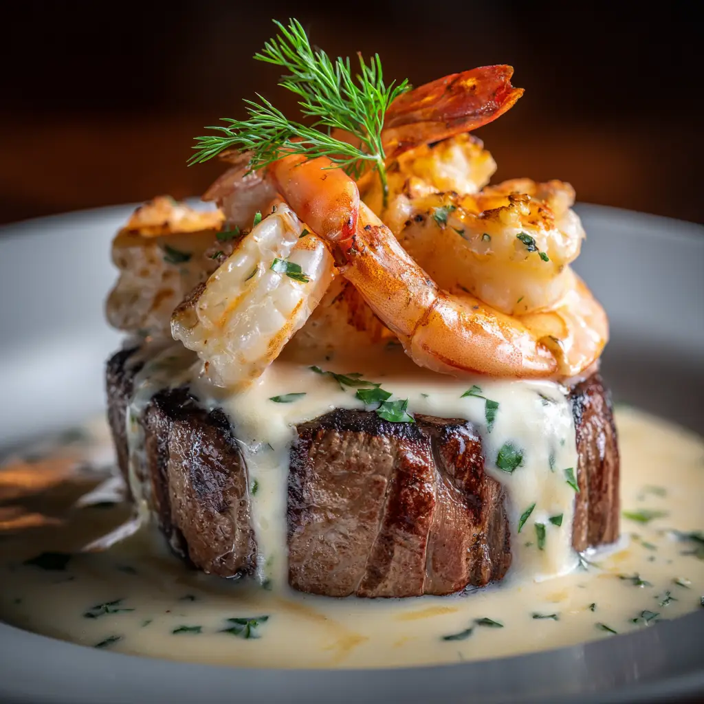 Surf and Turf Recipe: The Ultimate Guide to a Perfect Steak and Seafood Dinner 2 A close-up shot of a juicy, perfectly cooked filet mignon steak being sliced, part of a delicious homemade surf and turf recipe.