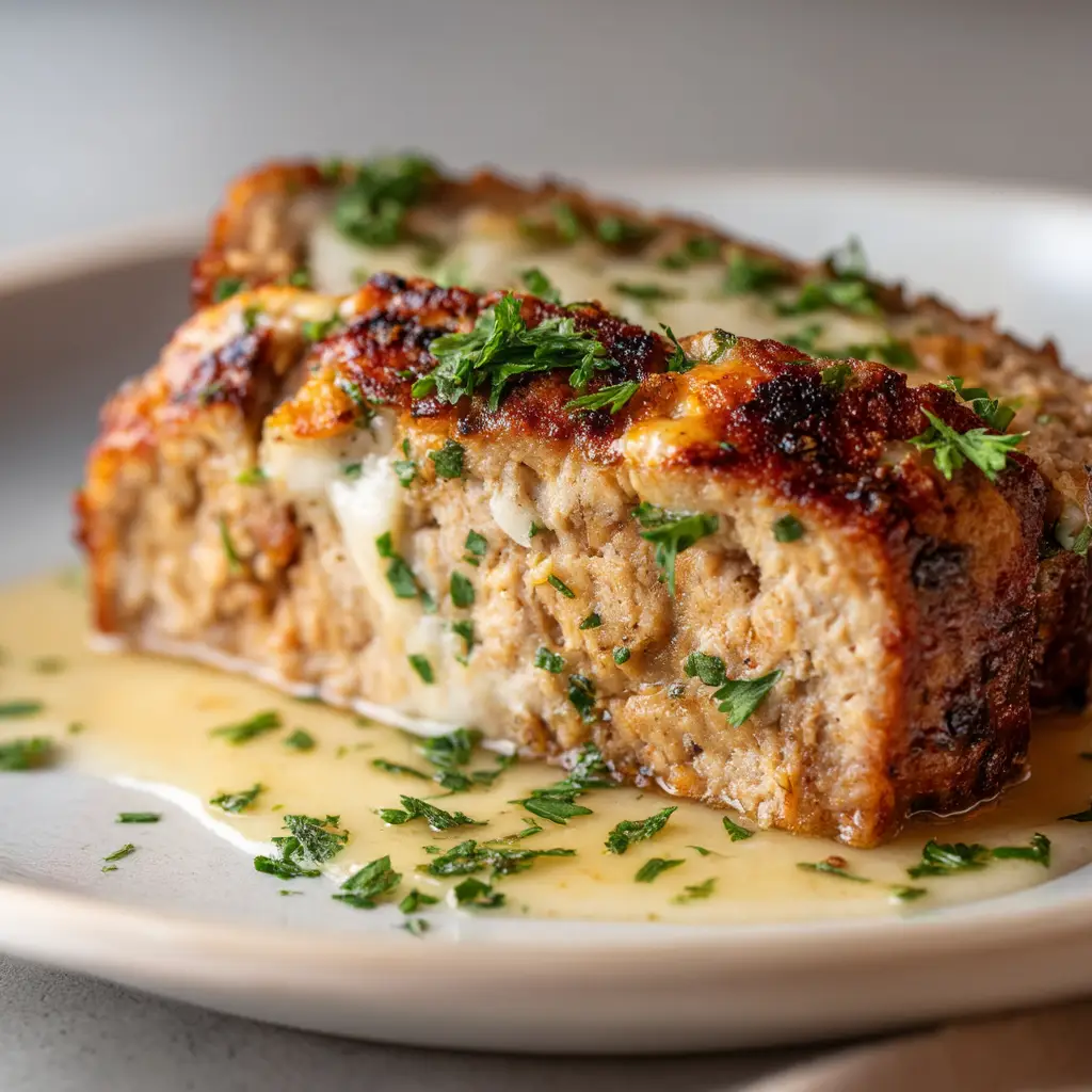 Garlic Parmesan Chicken Meatloaf: The Ultimate Comfort Meal 1 The process of spreading the garlic parmesan and panko topping over the partially baked chicken meatloaf before its final bake.