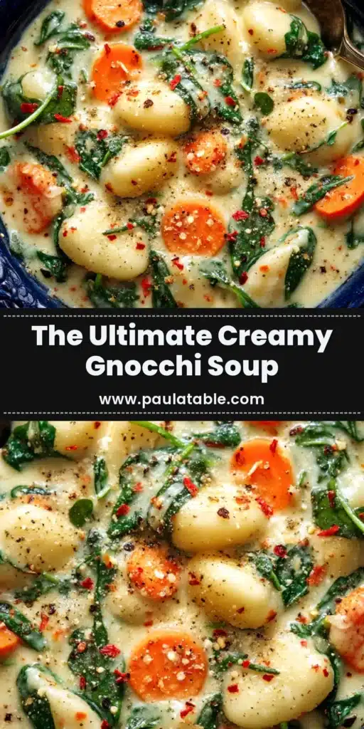 Vegetarian Gnocchi Soup: The Creamiest, Coziest Recipe 3 A large white bowl filled with creamy vegetarian gnocchi soup, garnished with fresh parsley. The soup is thick with vegetables and fluffy gnocchi, ready to be eaten.