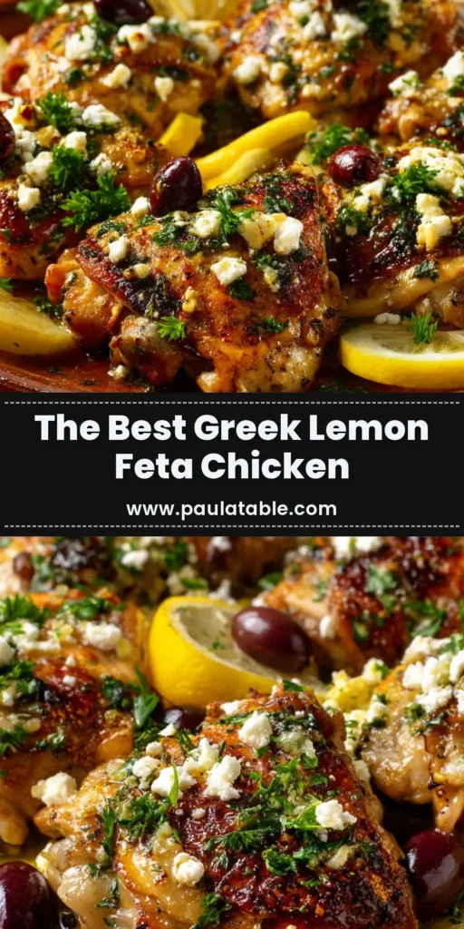 Greek Chicken Recipe: Juicy, Flavorful & Easy 3 A close-up shot of a juicy, sliced Greek chicken recipe plated with fresh lemon and herbs. The chicken is golden brown and looks incredibly tender.
