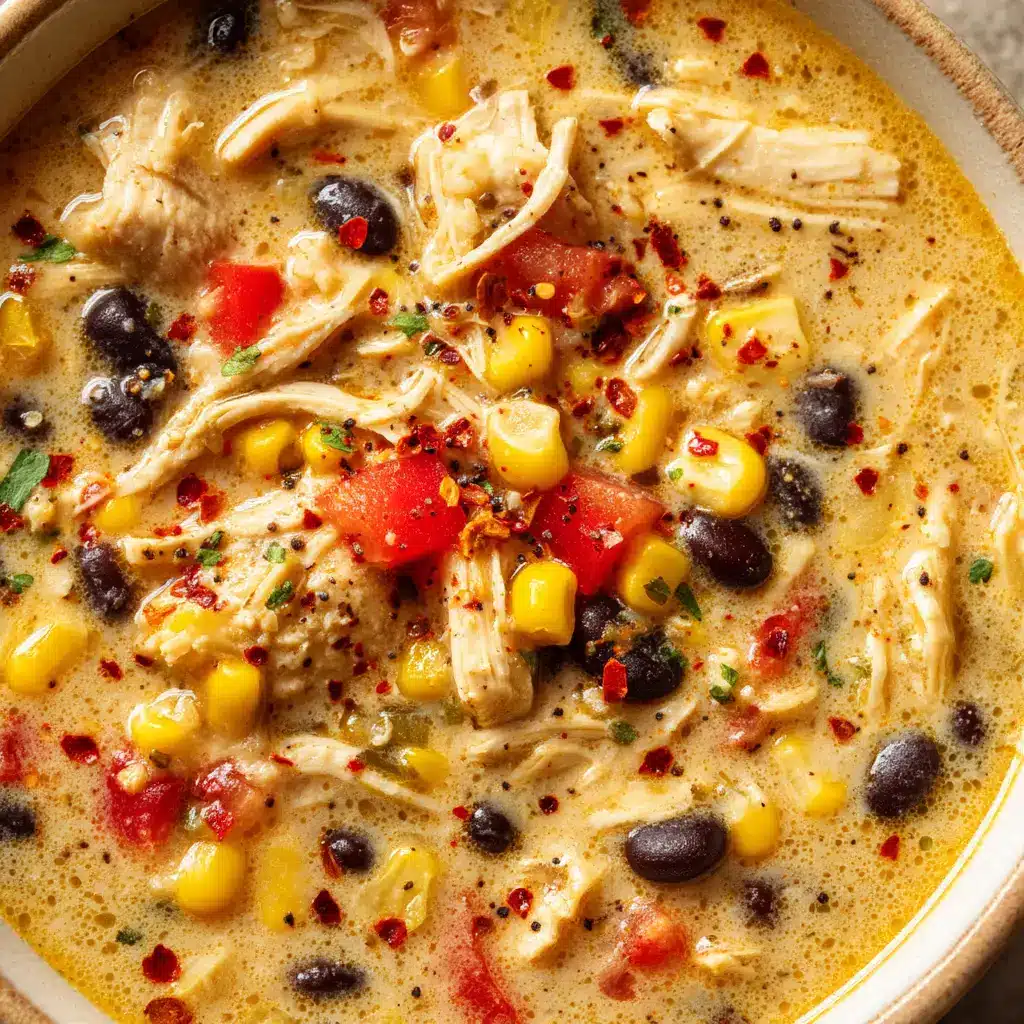 A spoonful of homemade Chick Fil A Chicken Tortilla Soup being lifted from a bowl, garnished with cheese and crispy tortilla strips.