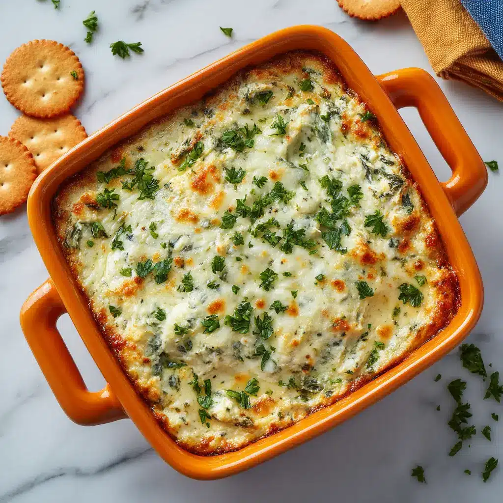 Fresh ingredients for spinach artichoke dip including cream cheese, spinach, artichoke hearts, and parmesan.