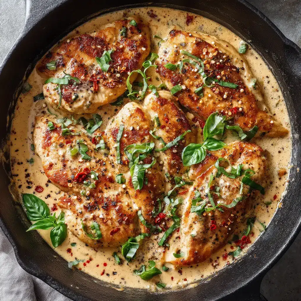 The Ultimate Marry Me Chicken Recipe (Skillet Cream Sauce) 2 Golden-brown seared chicken breasts sitting in a luscious sun-dried tomato cream sauce for a Marry Me Chicken Recipe.