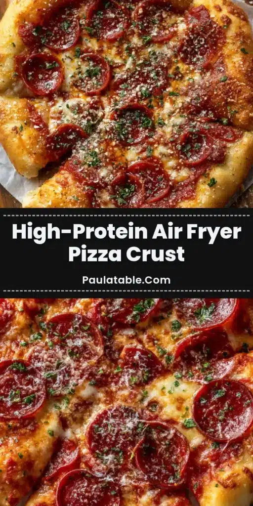 A close-up overhead shot of a personal-sized pepperoni pizza made with a Cottage Cheese Pizza Crust, featuring a golden-brown edge and melted mozzarella.
