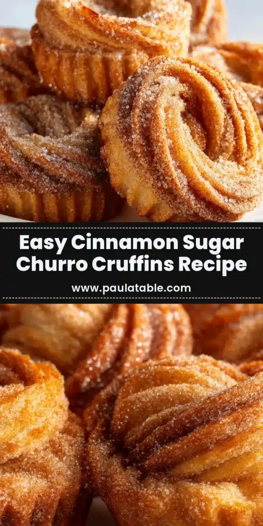Easy Churro Cruffins Recipe (Flaky Cinnamon Sugar Pastries) 3 Extreme close-up of several golden-brown Churro Cruffins with visible flaky layers and a heavy coating of sparkling cinnamon sugar crystals.