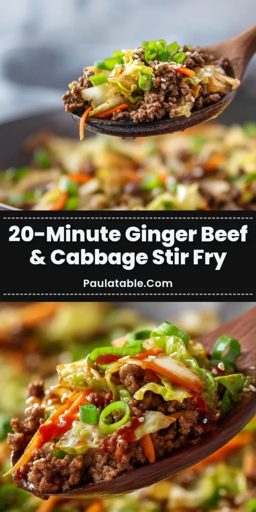 A wok filled with Ground Beef and Cabbage Stir Fry topped with sesame seeds and sriracha.