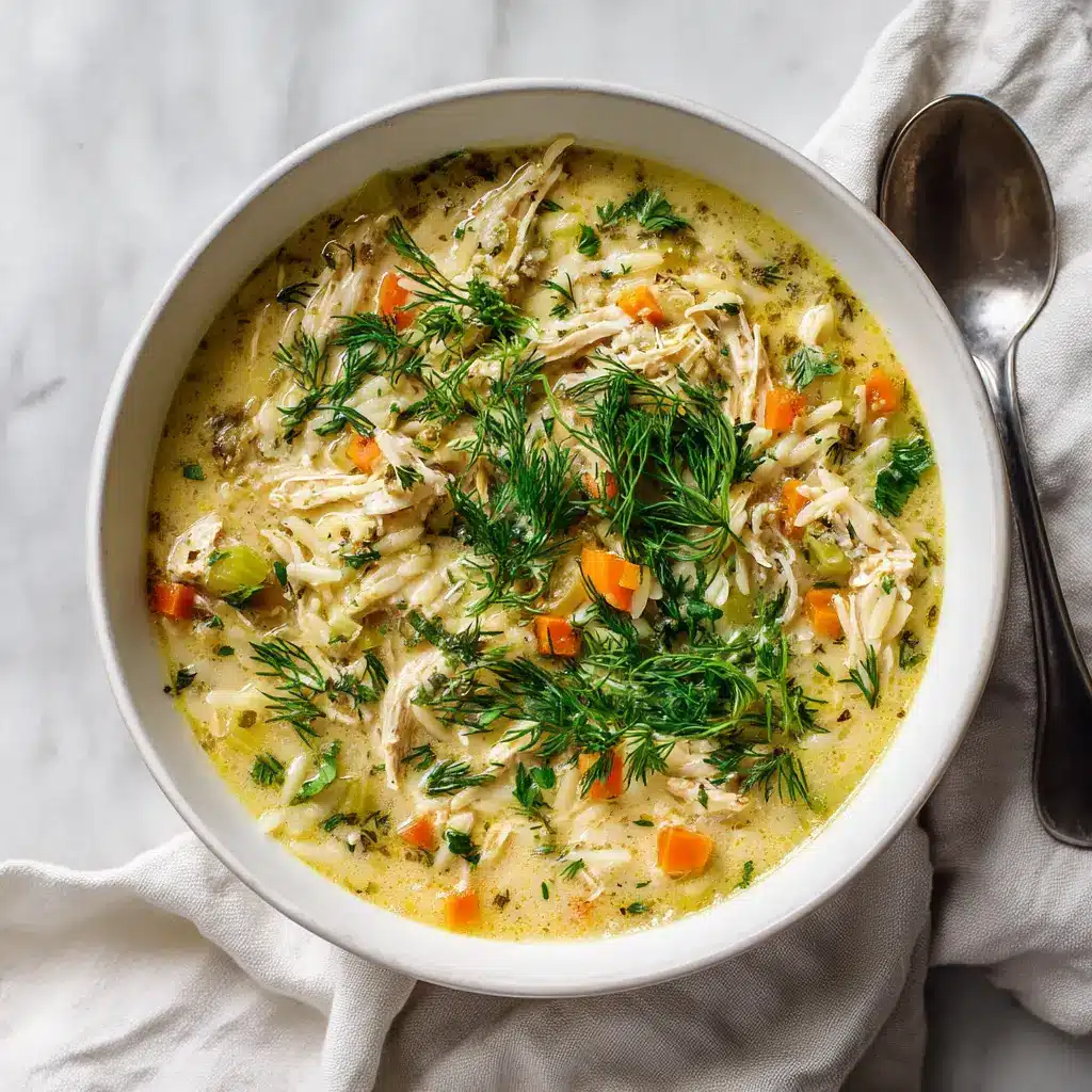 Greek Lemon Chicken Soup: The Ultimate Creamy Avgolemono 2 Close-up of fresh ingredients for Greek Lemon Chicken Soup including lemon, dill, chicken, and orzo.