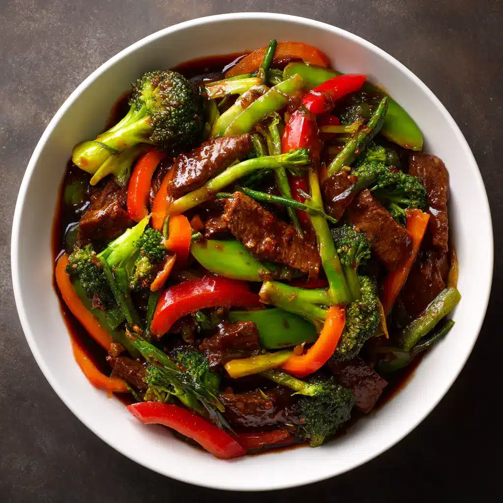 Beef Stir Fry Recipe: The Ultimate 30-Minute Weeknight Meal 1 A close-up shot of the finished beef stir fry recipe in a bowl, garnished with sesame seeds. The beef looks tender and the vegetables are vibrant.