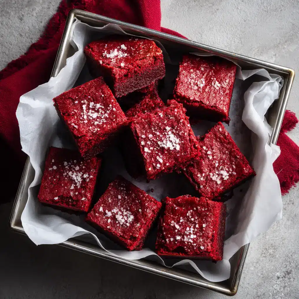 Red Velvet Brownies with Cream Cheese Swirl 2 A close-up shot of a perfectly cut red velvet cheesecake brownie on a white plate, showing its moist, fudgy texture and thick cream cheese layer.