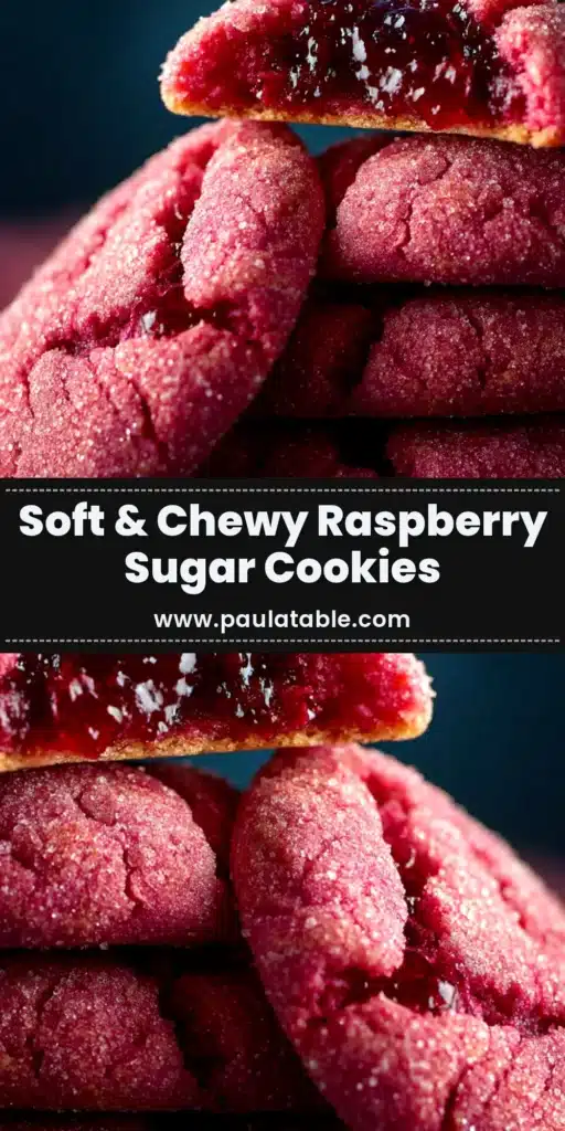 Raspberry Sugar Cookies: The Ultimate Soft & Chewy Recipe 3 A stack of soft and chewy raspberry sugar cookies, showing their beautiful pink color and sugary crust. The perfect recipe for raspberry sugar cookies.