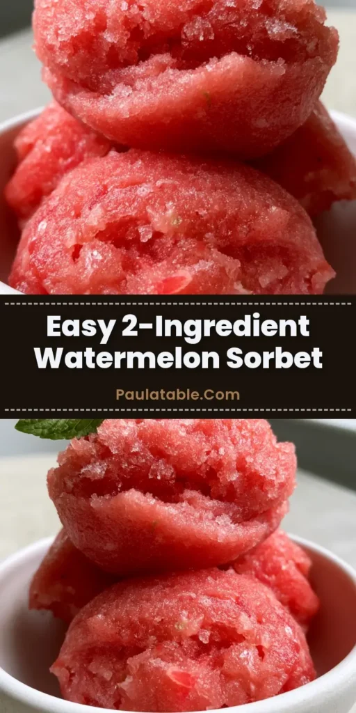 Three vibrant pink-red scoops of watermelon sorbet in a matte white bowl with a mint garnish. (Watermelon Sorbet Recipe)