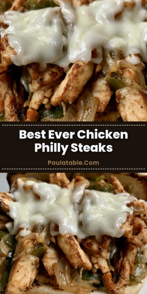 A close-up of a Chicken Philly Cheese Steak with melted provolone on a toasted hoagie roll.