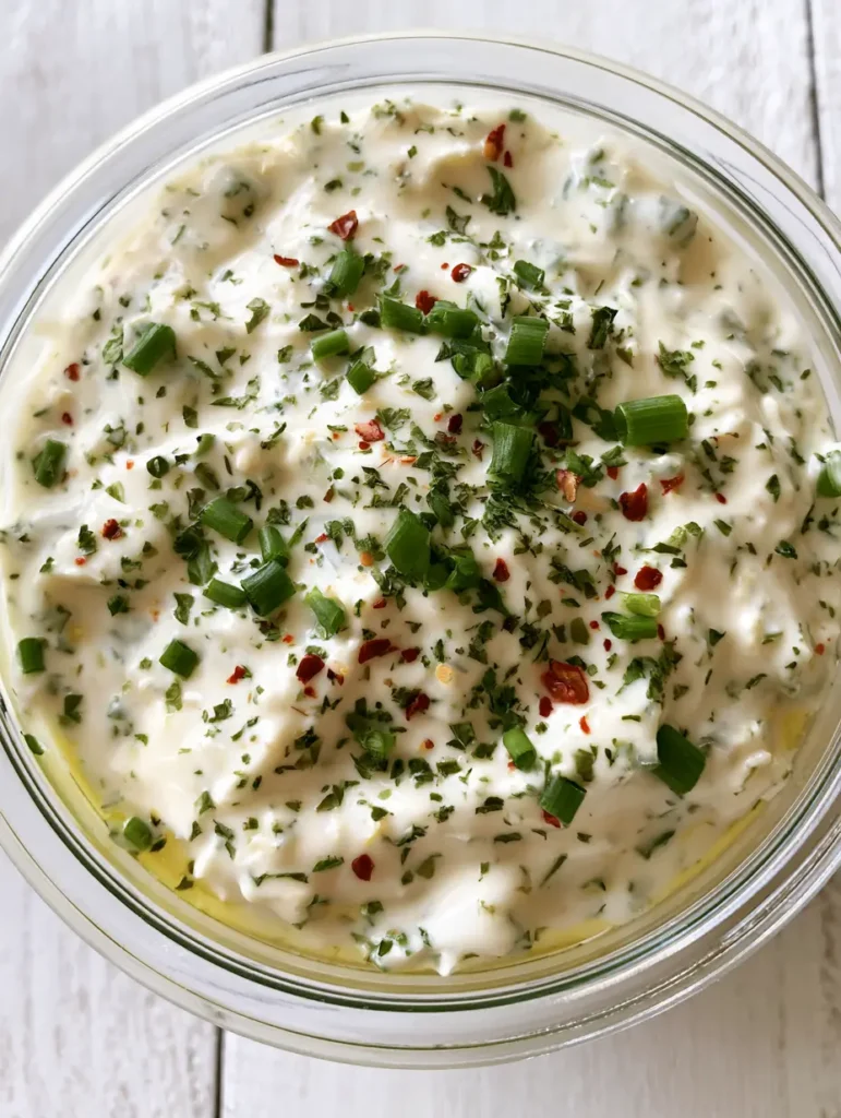 Thick and creamy ivory Cowboy Butter Ranch Dressing in a glass jar showing a rich, smooth surface texture with a slight yellow tint from incorporated melted butter.