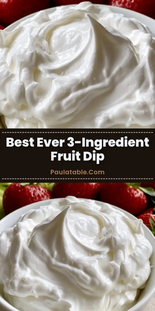 A smartphone photo of a white ceramic bowl filled with thick, glossy Cream Cheese Marshmallow Fruit Dip with soft rounded peaks, surrounded by fresh whole strawberries and green apple slices on a stone countertop.
