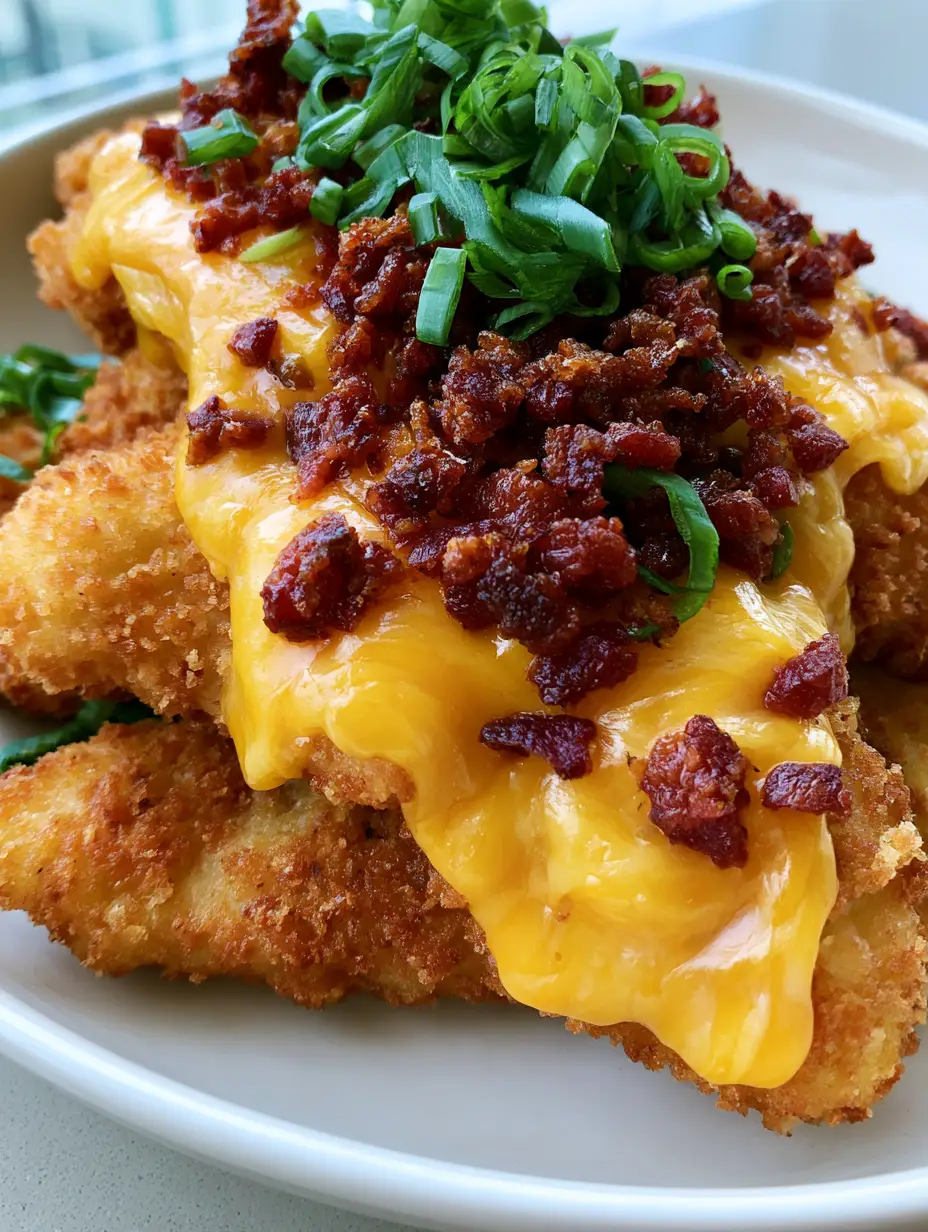 Smartphone photo of golden-brown breaded Crack Chicken Tenders with gooey melted sharp cheddar and green onions.