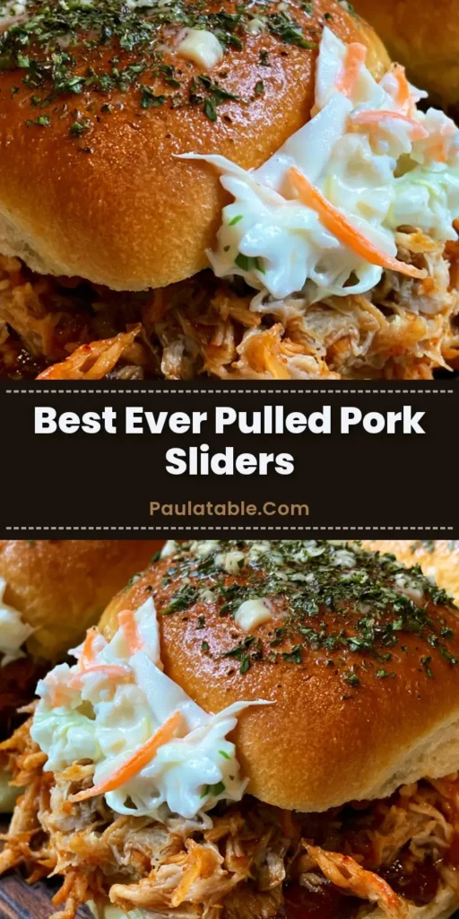 A handheld smartphone photo of glossy Hawaiian Roll Pulled Pork Sliders with garlic butter and creamy coleslaw on a rustic board.